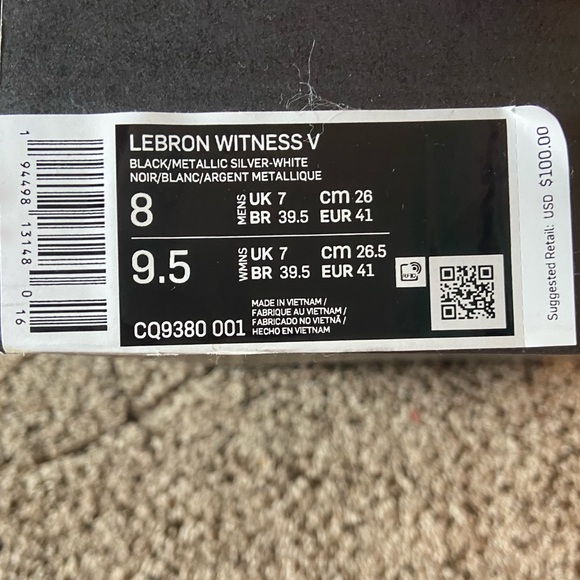 Size 8 (men), Lebron Witness V…